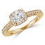 Round Lab Created Diamond Cushion Halo Engagement Ring in Yellow Gold (MVSLG0008-Y)