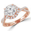 Round Lab Created Diamond Infinity Round Halo Engagement Ring in Rose Gold (MVSLG0009-R)