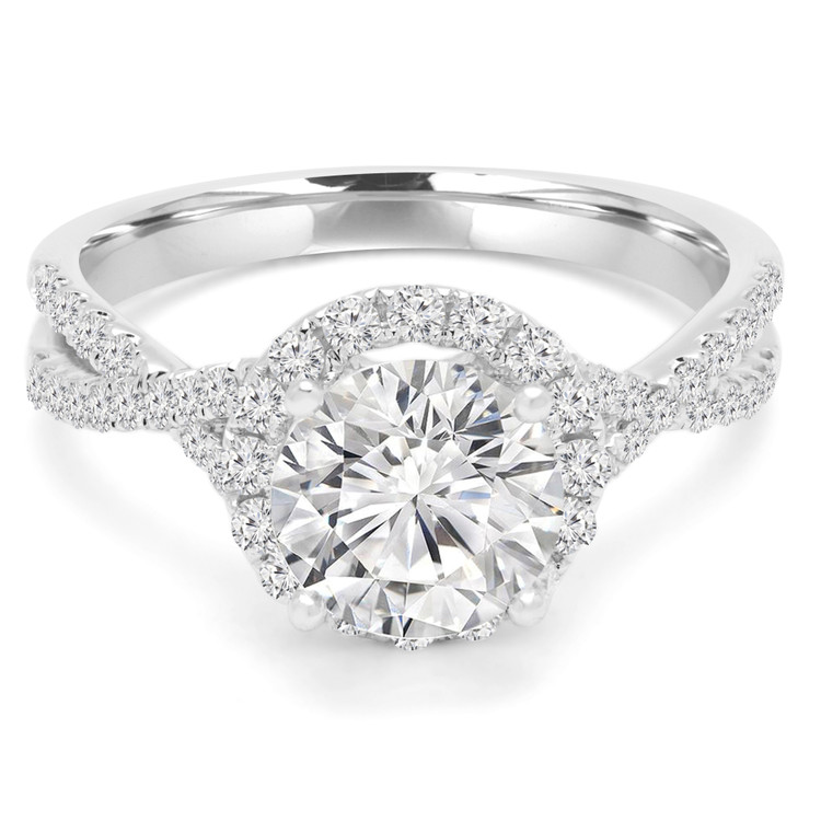 Round Lab Created Diamond Infinity Round Halo Engagement Ring in White Gold (MVSLG0009-W)