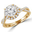 Round Lab Created Diamond Infinity Round Halo Engagement Ring in Yellow Gold (MVSLG0009-Y)