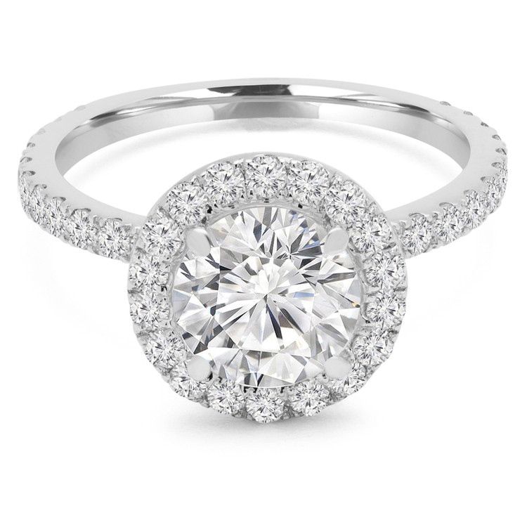 Round Lab Created Diamond Round Halo Engagement Ring in White Gold (MVSLG0011-W)