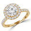 Round Lab Created Diamond Round Halo Engagement Ring in Yellow Gold (MVSLG0011-Y)