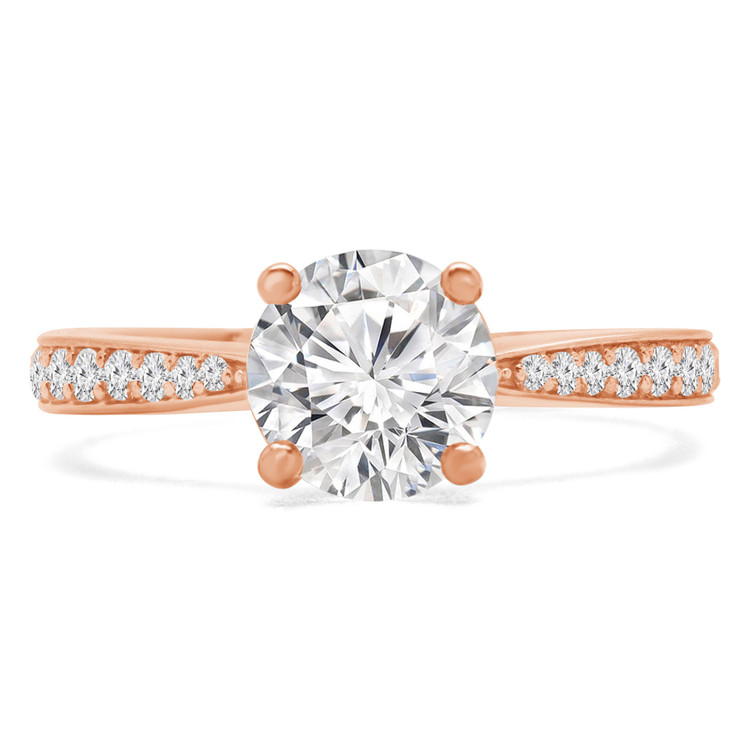 Round Lab Created Diamond Solitaire with Accents Engagement Ring in Rose Gold (MVSLG0017-R)