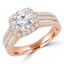 Round Lab Created Diamond Three-Row Cushion Halo Engagement Ring in Rose Gold (MVSLG0018-R)