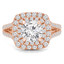 Round Lab Created Diamond Split-Shank Double Cushion Halo Engagement Ring in Rose Gold (MVSLG0019-R)