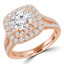 Round Lab Created Diamond Split-Shank Double Cushion Halo Engagement Ring in Rose Gold (MVSLG0019-R)