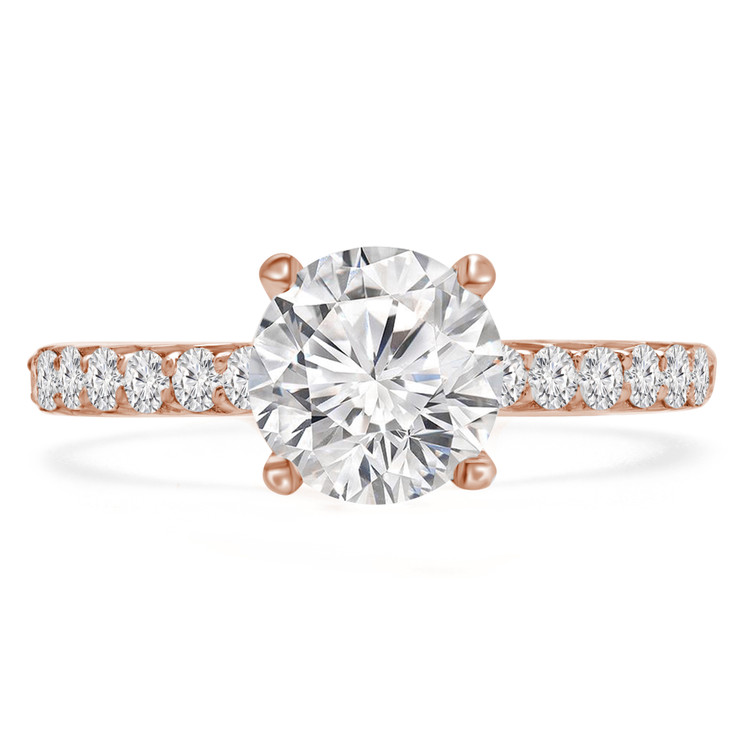 Round Lab Created Diamond Solitaire with Accents Engagement Ring in Rose Gold (MVSLG0020-R)