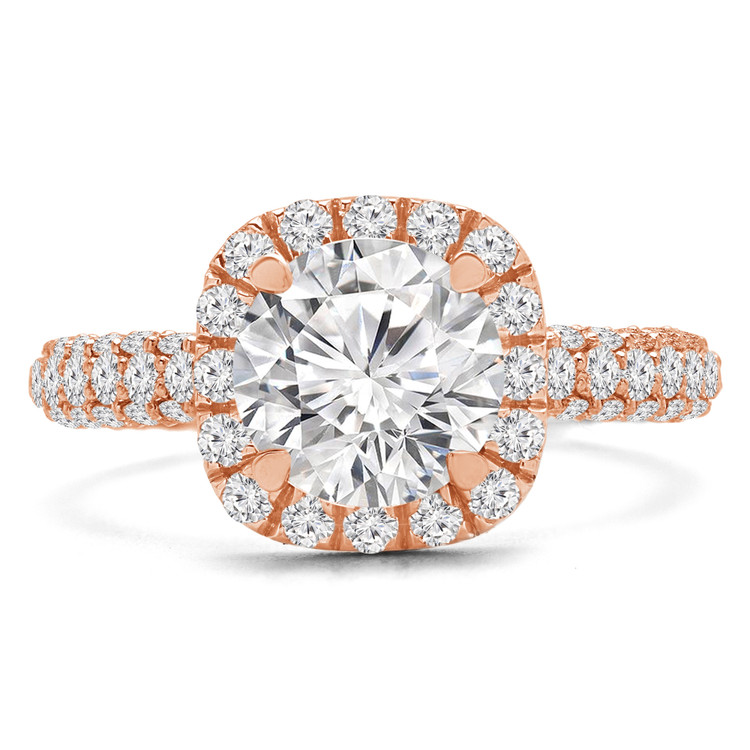 Round Lab Created Diamond Cushion Halo Engagement Ring in Rose Gold (MVSLG0021-R)