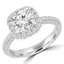 Round Lab Created Diamond Cushion Halo Engagement Ring in White Gold (MVSLG0021-W)
