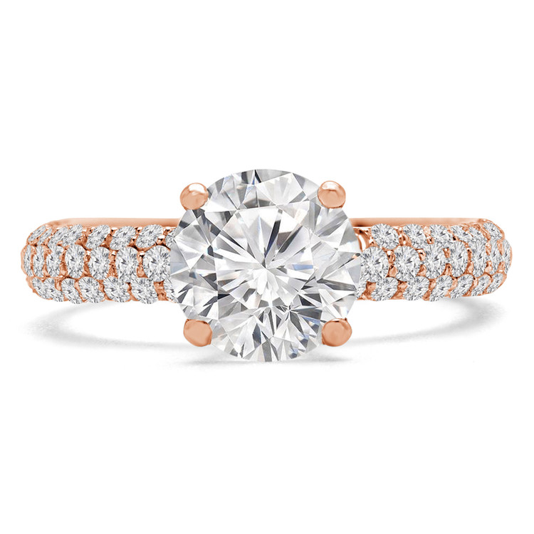 Round Lab Created Diamond Three-Row Solitaire with Accents Engagement Ring in Rose Gold (MVSLG0022-R)