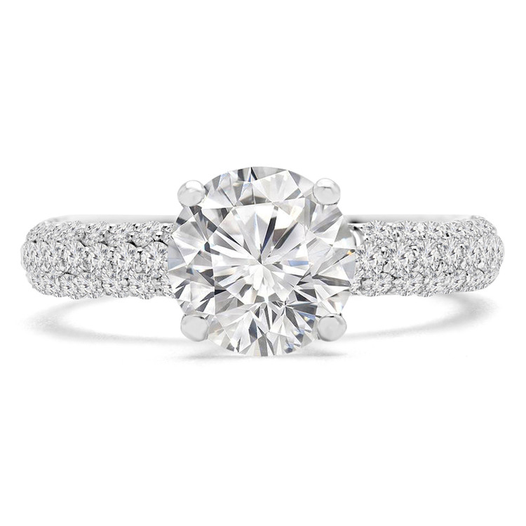Round Lab Created Diamond Three-Row Solitaire with Accents Engagement Ring in White Gold (MVSLG0022-W)