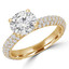 Round Lab Created Diamond Three-Row Solitaire with Accents Engagement Ring in Yellow Gold (MVSLG0022-Y)