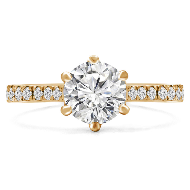 Round Lab Created Diamond Solitaire with Accents Engagement Ring in Yellow Gold (MVSLG0025-Y)