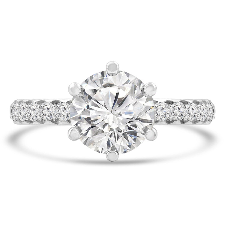 Round Lab Created Diamond 6-Prong Hidden Halo Solitaire with Accents Engagement Ring in White Gold (MVSLG0027-W)