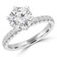Round Lab Created Diamond 6-Prong Hidden Halo Solitaire with Accents Engagement Ring in White Gold (MVSLG0027-W)