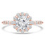 Round Lab Created Diamond Floral Shared Prong Halo Engagement Ring in Rose Gold with Accents (MVSLG0030-R)