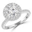 Round Lab Created Diamond High Set Rollover Halo Engagement Ring in White Gold with Accents (MVSLG0031-W)