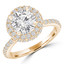 Round Lab Created Diamond High Set Rollover Halo Engagement Ring in Yellow Gold with Accents (MVSLG0031-Y)