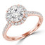 Round Lab Created Diamond Cathedral Halo Engagement Ring in Rose Gold with Accents (MVSLG0032-R)