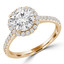 Round Lab Created Diamond Cathedral Halo Engagement Ring in Yellow Gold with Accents (MVSLG0032-Y)