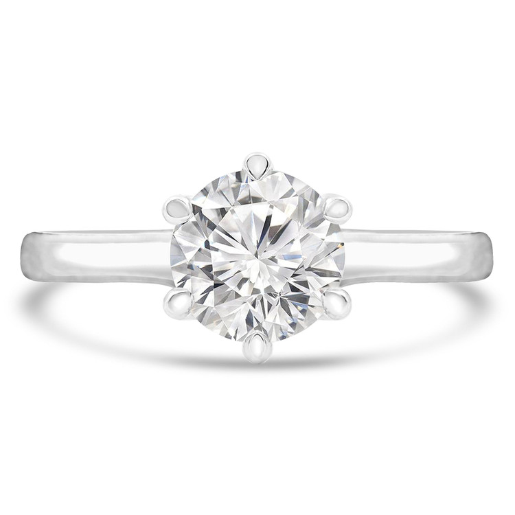 Round Lab Created Diamond 6-Prong Solitaire Engagement Ring in White Gold (MVSLG0033-W)