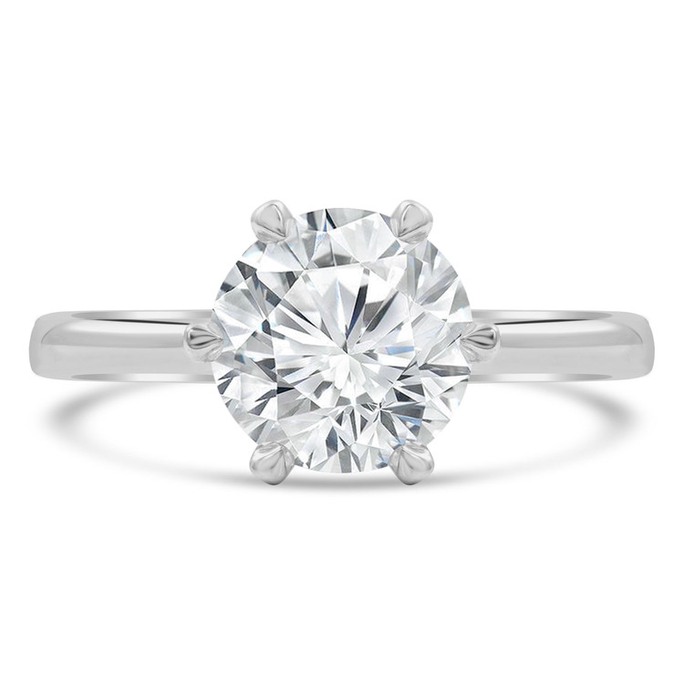 Round Lab Created Diamond 6-Prong Tappered Solitaire Engagement Ring in White Gold (MVSLG0034-W)