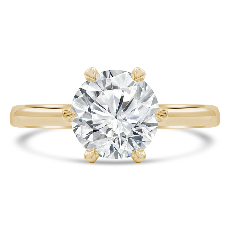 Round Lab Created Diamond 6-Prong Tappered Solitaire Engagement Ring in Yellow Gold (MVSLG0034-Y)