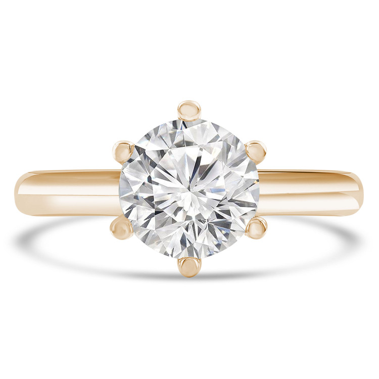 Round Lab Created Diamond 6-Prong Solitaire Engagement Ring in Yellow Gold (MVSLG0036-Y)