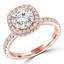 Round Lab Created Diamond Cushion Rollover Halo Engagement Ring in Rose Gold with Accents (MVSLG0042-R)