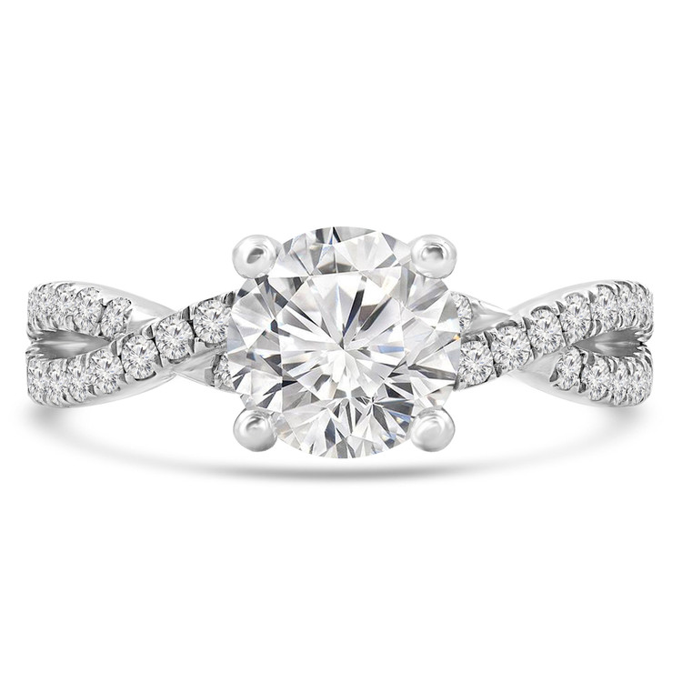 Round Lab Created Diamond Twisted Solitaire with Accents Engagement Ring in White Gold (MVSLG0043-W)