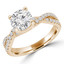 Round Lab Created Diamond Twisted Solitaire with Accents Engagement Ring in Yellow Gold (MVSLG0043-Y)