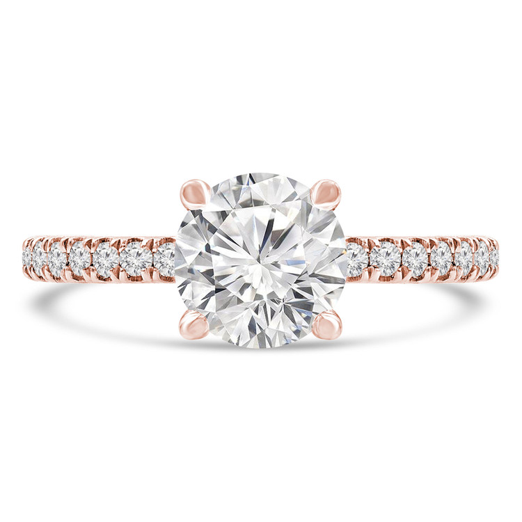 Round Lab Created Diamond Solitaire with Accents Engagement Ring in Rose Gold (MVSLG0044-R)