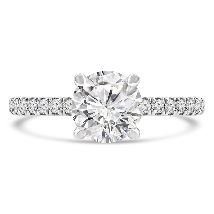 Round Lab Created Diamond Solitaire with Accents Engagement Ring in White Gold (MVSLG0044-W)
