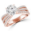 Round Lab Created Diamond Three-row Split-shank Solitaire with Accents Engagement Ring in Rose Gold (MVSLG0045-R)