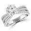 Round Lab Created Diamond Three-row Split-shank Solitaire with Accents Engagement Ring in White Gold (MVSLG0045-W)