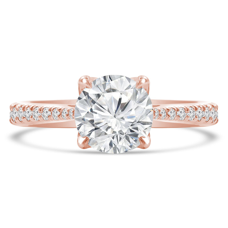 Round Lab Created Diamond Tappered Solitaire with Accents Engagement Ring in Rose Gold (MVSLG0046-R)