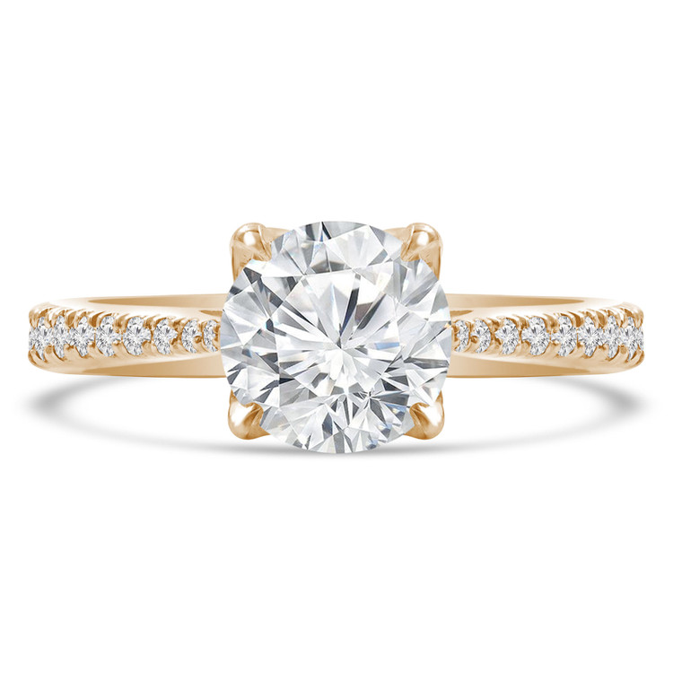 Round Lab Created Diamond Tappered Solitaire with Accents Engagement Ring in Yellow Gold (MVSLG0046-Y)