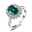 1 3/4 CTW Oval Green Nano Emerald Oval Halo Cocktail Ring in 0.925 White Sterling Silver (MDS230003)
