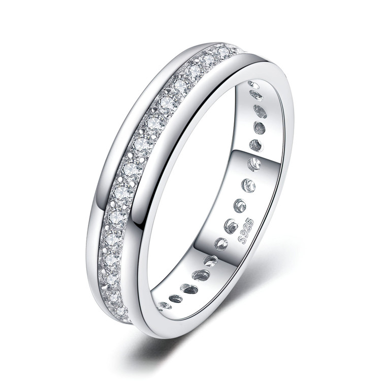 1/3 CTW Round White Cubic Zircronia Channel Set Eternity Anniversary Wedding Band Ring in 0.925 White Sterling Silver (MDS230011)