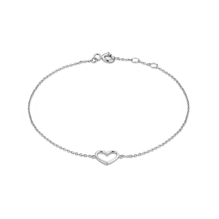 Heart Chain Bracelet in 0.925 White Sterling Silver (MDS230038)