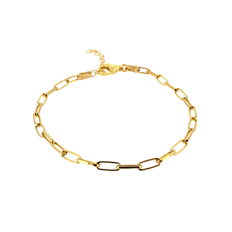 Paper Clip Link Yellow Gold Plated Bracelet in 0.925 Sterling Silver (MDS230039)
