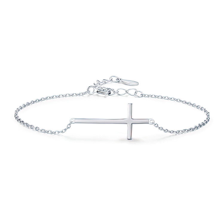Cross Chain Bracelet in 0.925 White Sterling Silver (MDS230045)
