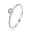 3/5 CTW Round White Cubic Zirconia Solitaire with Accents Cocktail Ring in 0.925 White Sterling Silver (MDS230056)