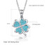 Blue Glitter Clover Floral Pendant Necklace in 0.925 White Sterling Silver With Chain (MDS230066)
