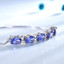 5 3/5 CTW Oval Blue Nano Tanzanite Alternating Chain Bracelet in 0.925 White Sterling Silver (MDS230070)