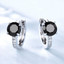 1 3/5 CTW Round Black Spinel 4-Prong Huggie Earrings in 0.925 White Sterling Silver (MDS230084)