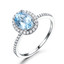 2 7/8 CTW Oval Blue Nano Topaz Oval Halo Cocktail Ring in 0.925 White Sterling Silver with Accents (MDS230099)