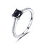 1 1/3 CTW Princess Black Spinel Solitaire with Accents Cocktail Ring in 0.925 White Sterling Silver (MDS230117)