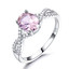 2 1/2 CTW Oval Pink Cubic Zirconia Braided Solitaire with Accents Cocktail Ring in 0.925 White Sterling Silver (MDS230125)