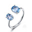 2 CTW Oval Blue Nano Topaz Toi et Moi Cocktail Ring in 0.925 White Sterling Silver (MDS230131)